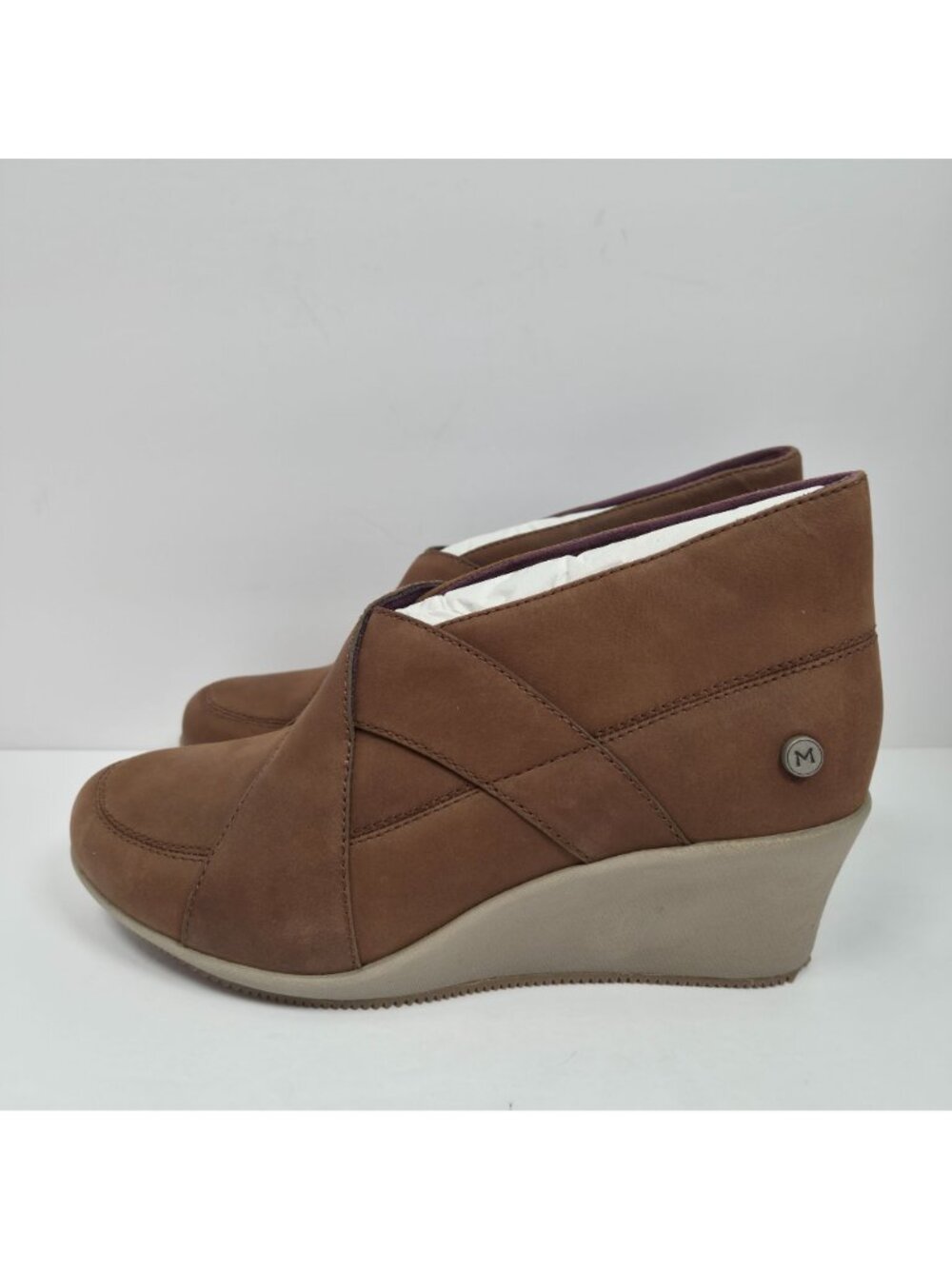 Mozo Descanso Women's Brown Leather Wedge Shoes US Size 7 NWOT SAMPLE - Picture 2 of 9